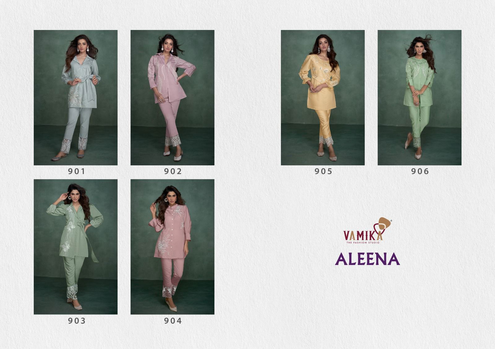 Aleena By Vamika 901 To 906 Exclusive Super Hit Cord Set Wholesalers In Delhi